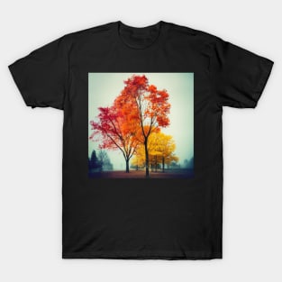 Autumn trees melancholy in a park T-Shirt